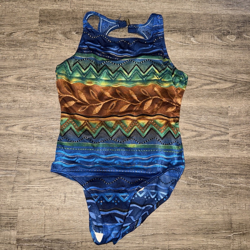 Sirena Vintage One Piece Women's Swimsuit Pattern Printed Colorful Size 12